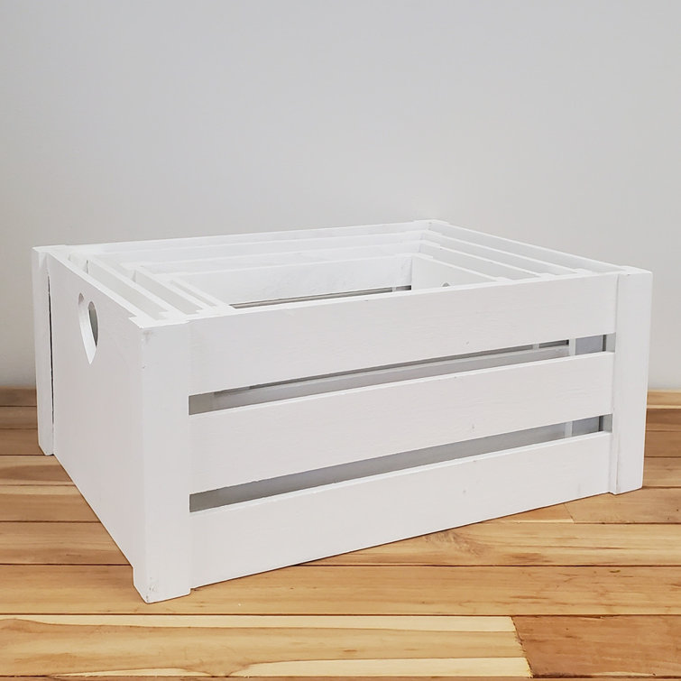 Red Barrel Studio S 4 WHITE WOOD CRATES Wayfair Canada   4 WHITE WOOD CRATES 